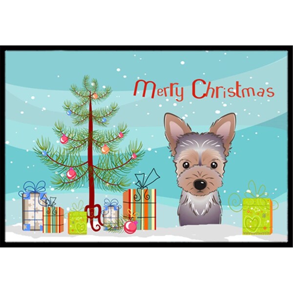 Carolines Treasures Christmas Tree and Yorkie Puppy Indoor or Outdoor Mat- 18 x 27 BB1604MAT - main